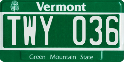 VT license plate TWY036