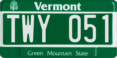 VT license plate TWY051