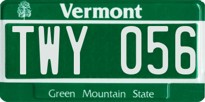 VT license plate TWY056