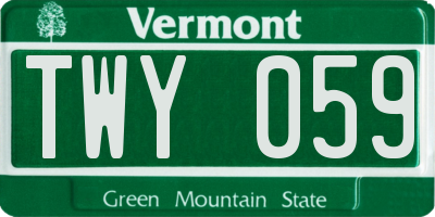 VT license plate TWY059