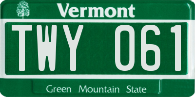 VT license plate TWY061