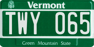 VT license plate TWY065