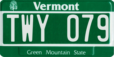 VT license plate TWY079