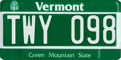 VT license plate TWY098