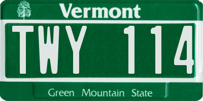 VT license plate TWY114