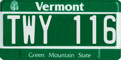 VT license plate TWY116