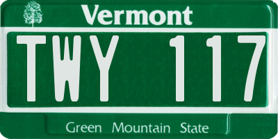 VT license plate TWY117