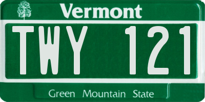 VT license plate TWY121