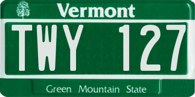 VT license plate TWY127