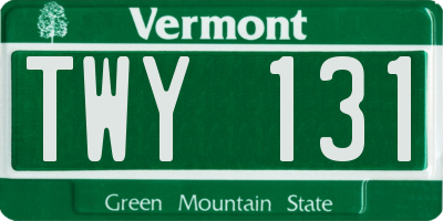 VT license plate TWY131