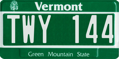 VT license plate TWY144