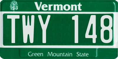 VT license plate TWY148