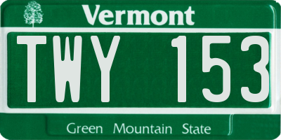 VT license plate TWY153