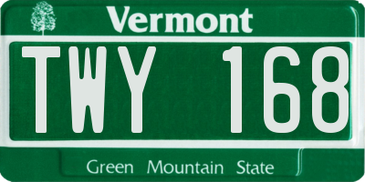 VT license plate TWY168