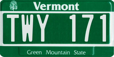 VT license plate TWY171