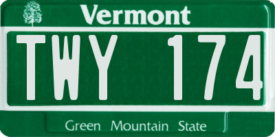 VT license plate TWY174