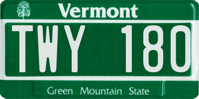 VT license plate TWY180