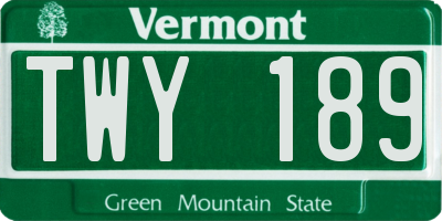 VT license plate TWY189