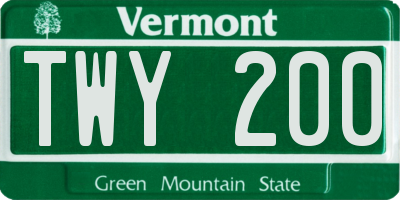 VT license plate TWY200