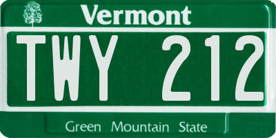 VT license plate TWY212