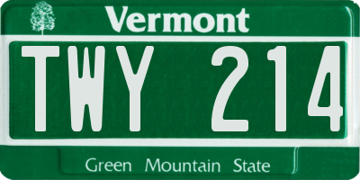 VT license plate TWY214