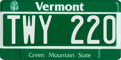VT license plate TWY220