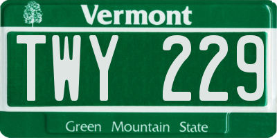 VT license plate TWY229