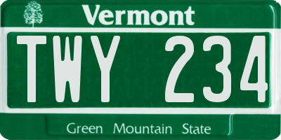VT license plate TWY234