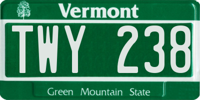 VT license plate TWY238