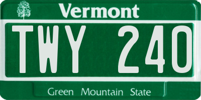 VT license plate TWY240