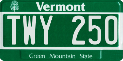 VT license plate TWY250