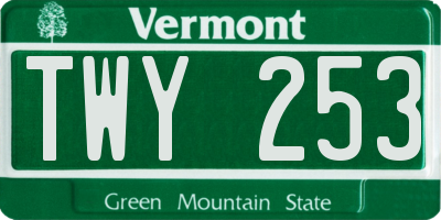 VT license plate TWY253