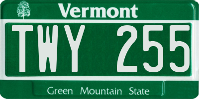 VT license plate TWY255