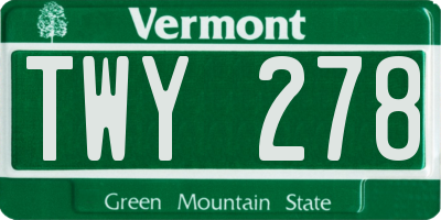 VT license plate TWY278