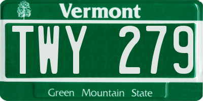 VT license plate TWY279