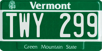 VT license plate TWY299