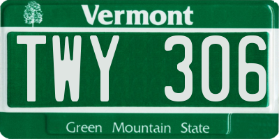 VT license plate TWY306