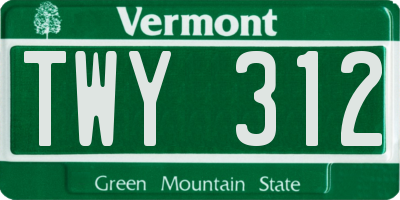 VT license plate TWY312