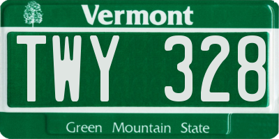VT license plate TWY328
