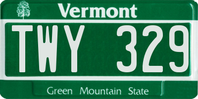 VT license plate TWY329