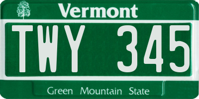 VT license plate TWY345