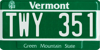 VT license plate TWY351