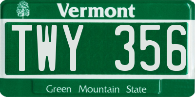 VT license plate TWY356