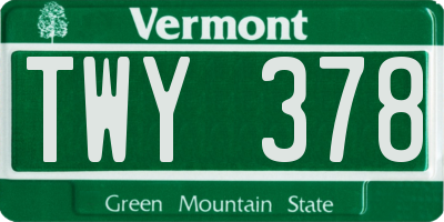 VT license plate TWY378