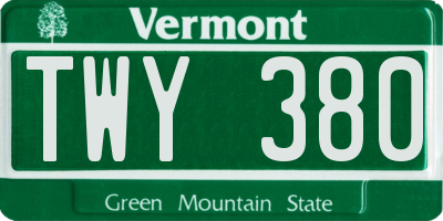 VT license plate TWY380