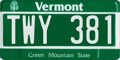 VT license plate TWY381
