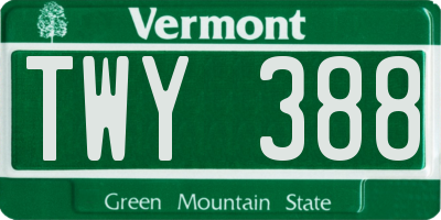 VT license plate TWY388