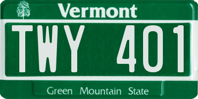VT license plate TWY401