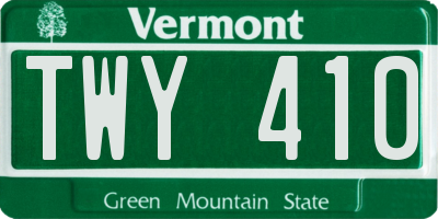 VT license plate TWY410