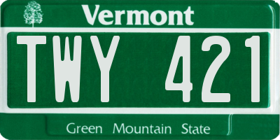 VT license plate TWY421